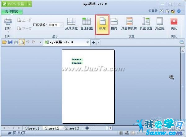 wps表格打印預(yù)覽及設(shè)置
